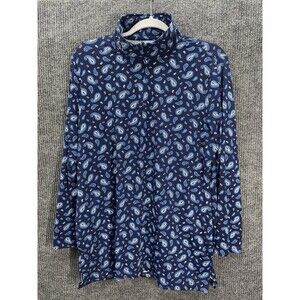 Lands End Long Sleeve Tunic Rash Guard Top Womens XLP Bandana Paisley Mock Neck
